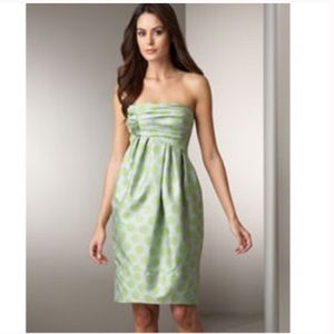 Vera Wang Lavender Label Polka Dot Strapless Dress